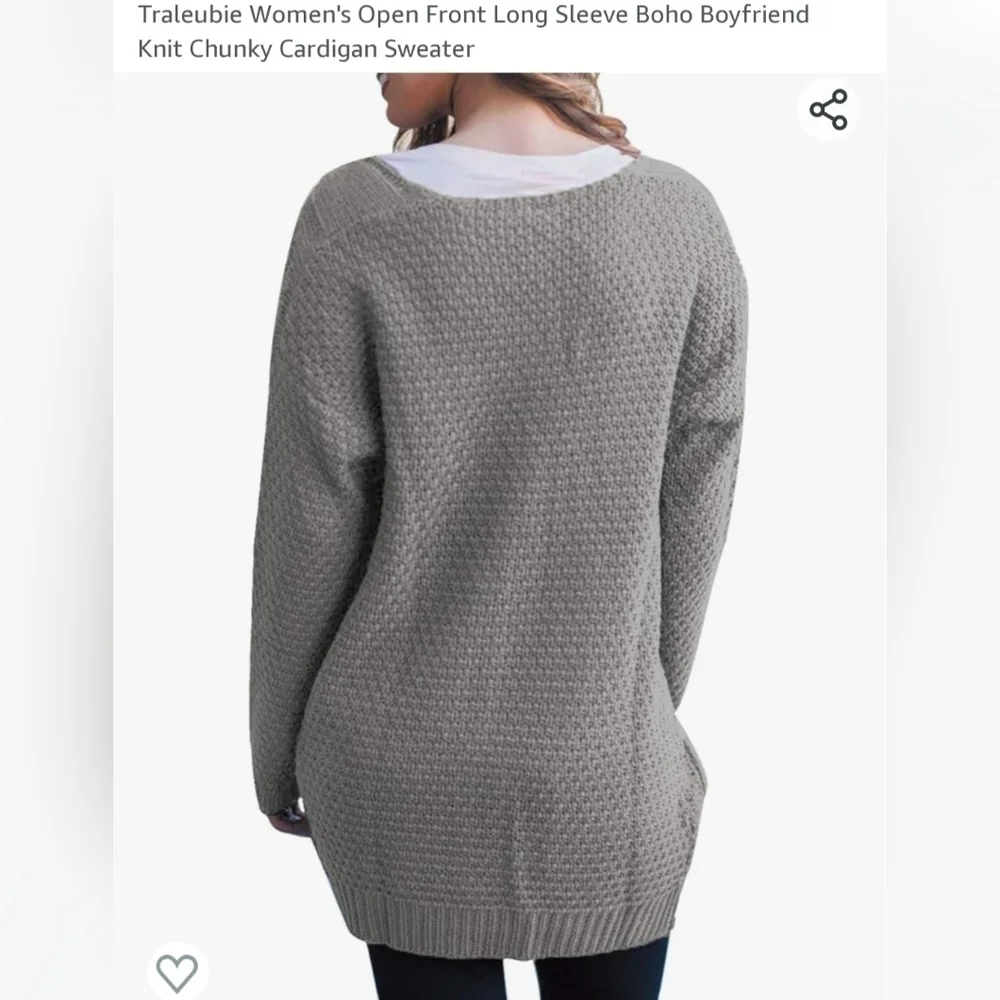 TRALEUBIE oversize cardigan, mixed knits in neutral taupe, Size Large, NWT